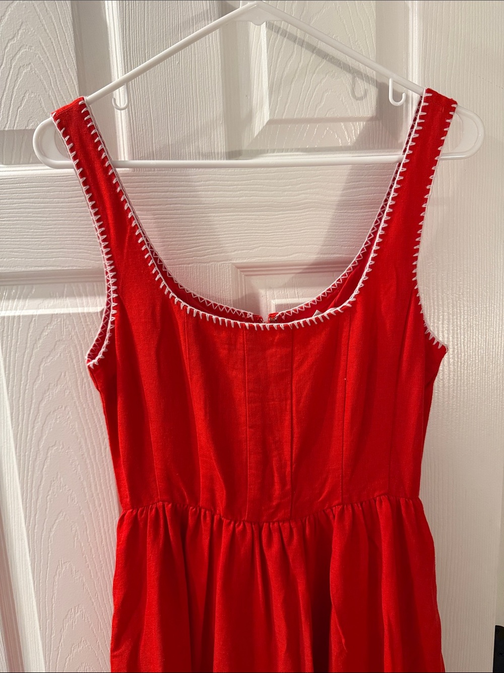 Christian Lacroix Red Midi Dress with White Trim